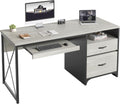 55 Industrial Desk with Storage & Drawers, Wash White