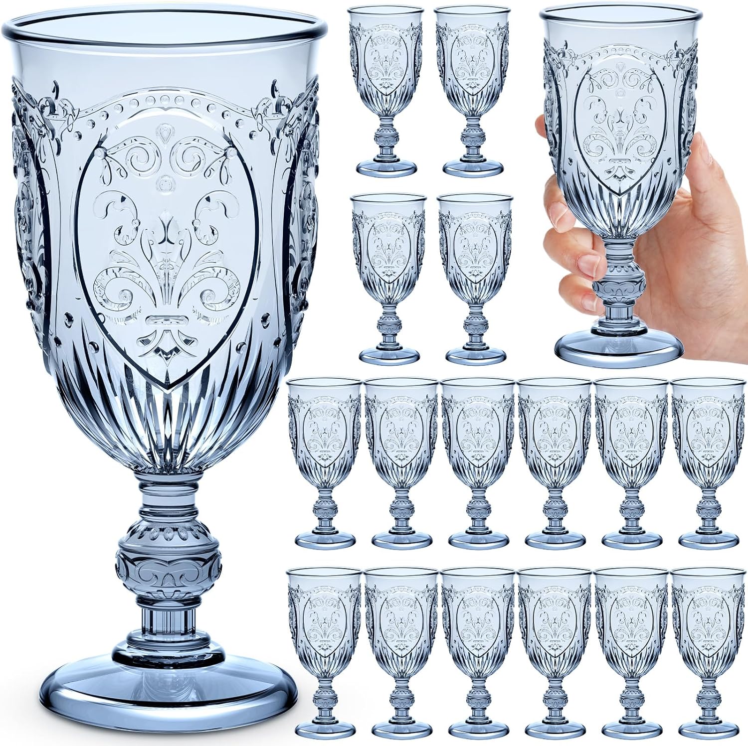18 Pack Plastic Goblets 10oz for Parties and Celebrations