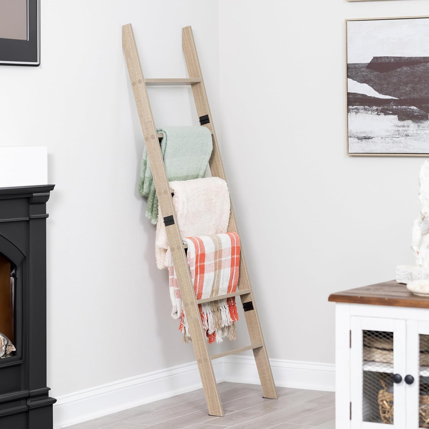 Blanket Ladder for Living Room and Bedroom - Rustic 6-Tier Design