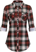 DJT Womens Soft Stretchy Knit Plaid Shirt - Comfortable (Style B8BT)