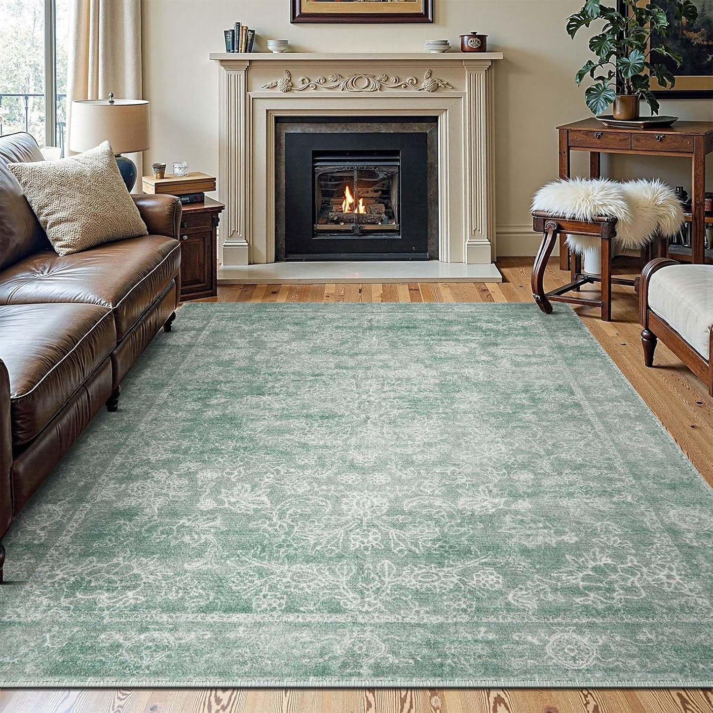 Vintage Floral 8x10 Area Rug for Living Room by jinchan
