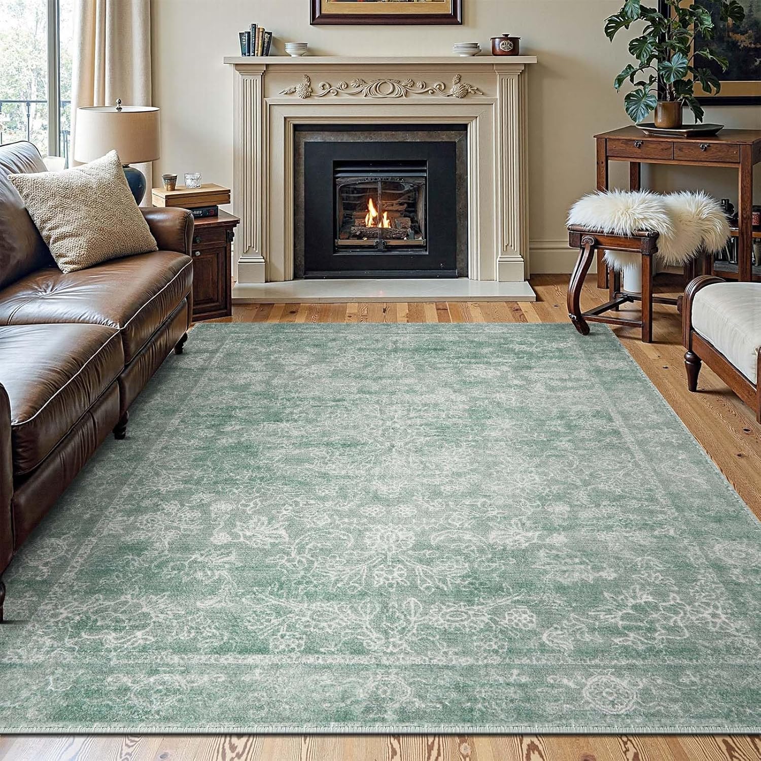 Vintage Floral 8x10 Area Rug for Living Room by jinchan