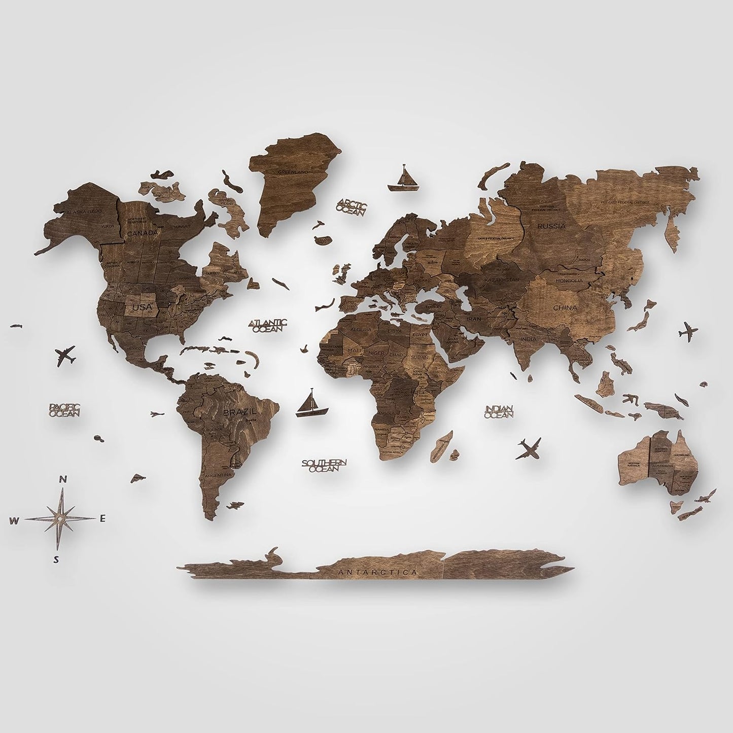 3D Wooden World Map Wall Art for Home and Office Decor