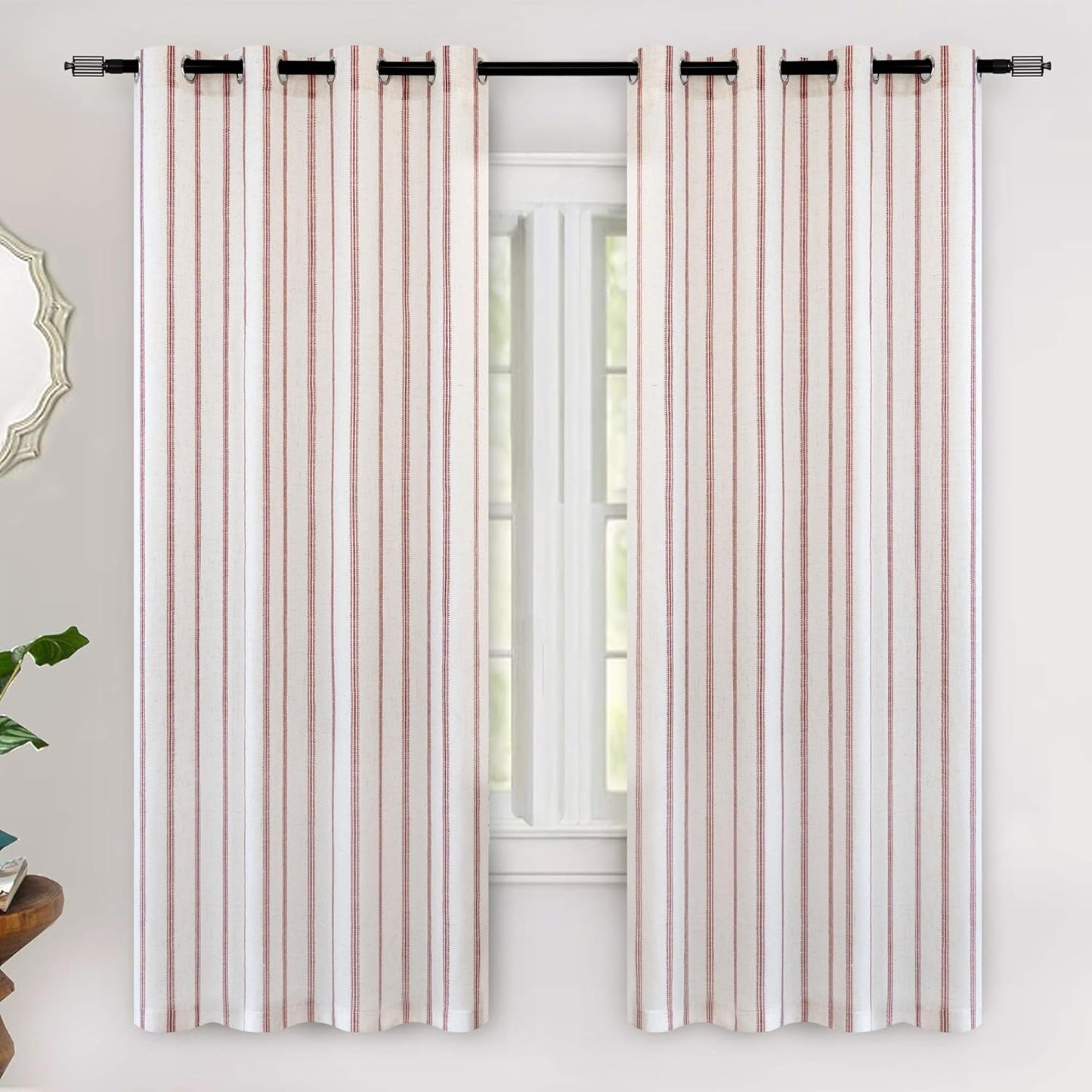 DriftAway Farmhouse Linen Blend Blackout Curtains for Bedroom