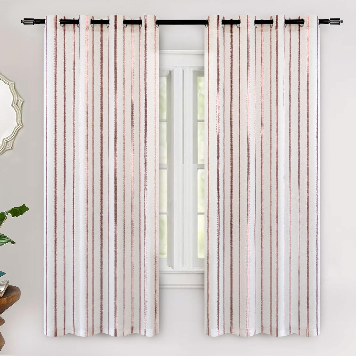 DriftAway Farmhouse Linen Blend Blackout Curtains for Bedroom
