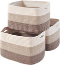 Storage Baskets for Organizing Shelves - Woven Cotton Rope Bins 3-Pack