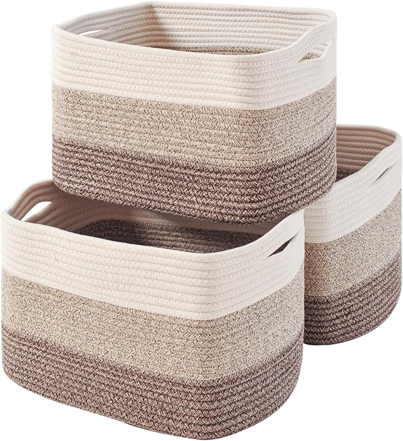 Storage Baskets for Organizing Shelves, Woven Cotton Rope Bins