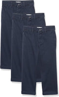 Boys Straight-Fit Flat-Front Chino Khaki Pants - Uniform Classic