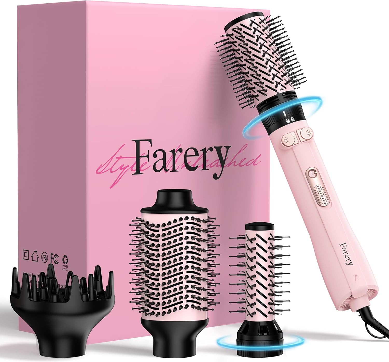 FARERY Rotating Hair Brush 1000W - Fast Volume Styling!