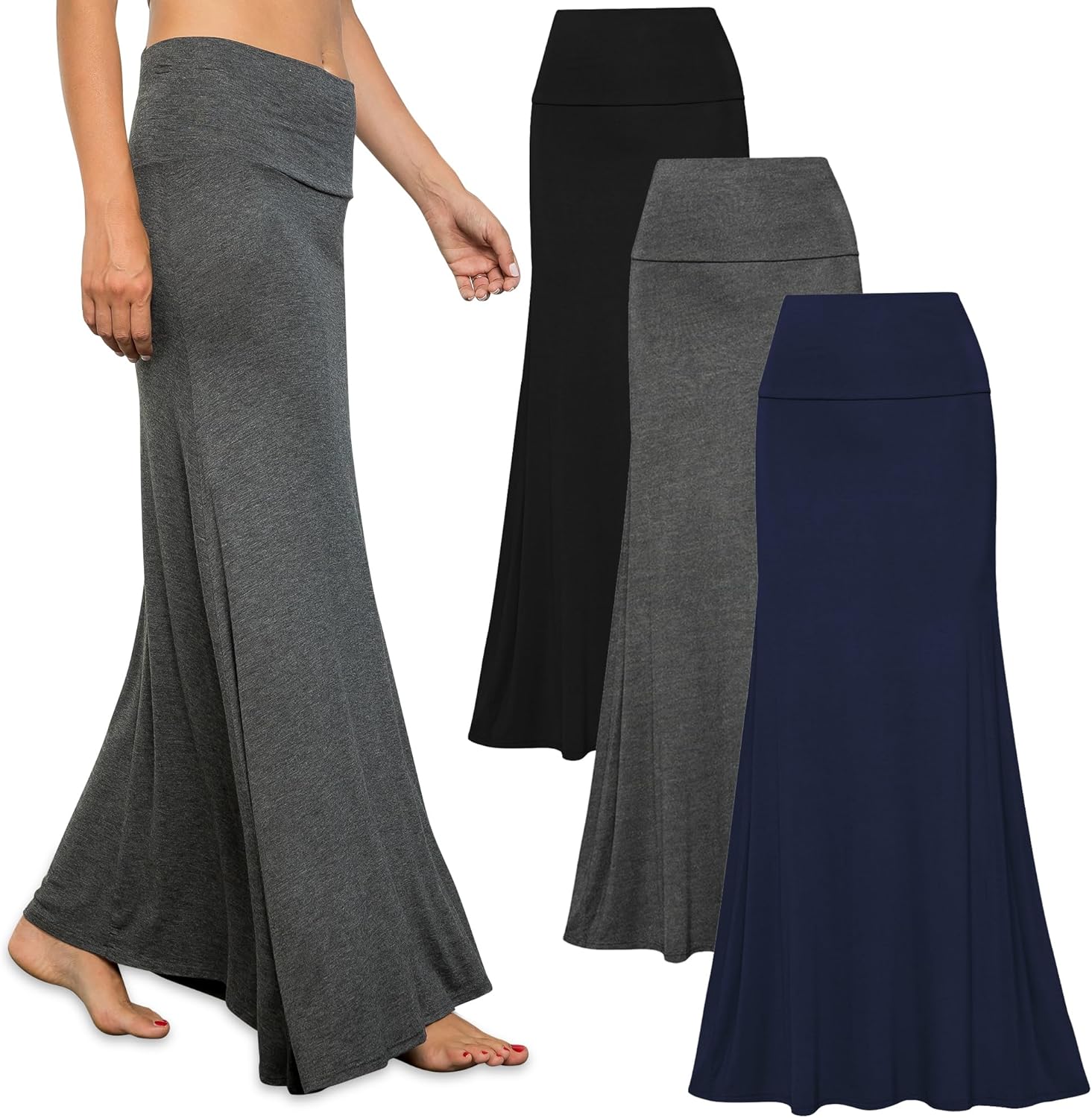 Comfortable Long Skirts for Women - Flowy Maxi Skirt Pack