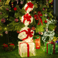 Set of 4 Christmas Lighted Gift Boxes 3.3FT Stackable Light Up