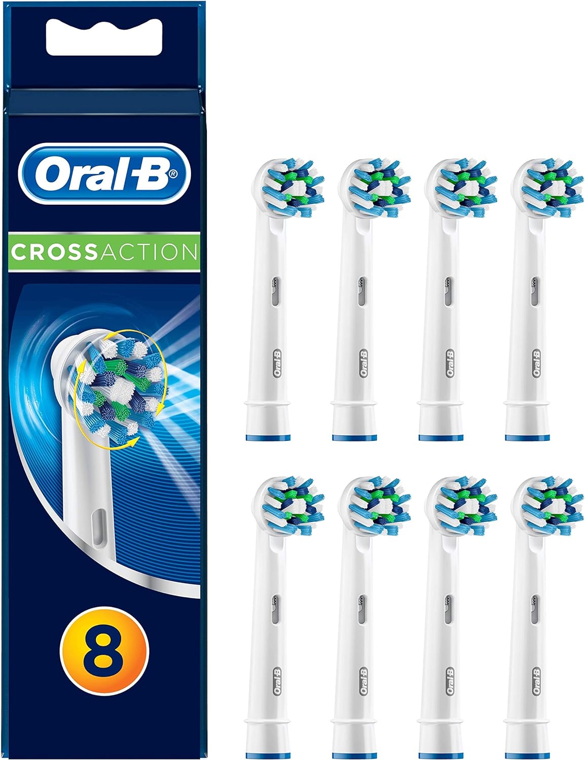 Oral-B CrossAction Toothbrush Heads Pack of 8 for Deep Cleaning
