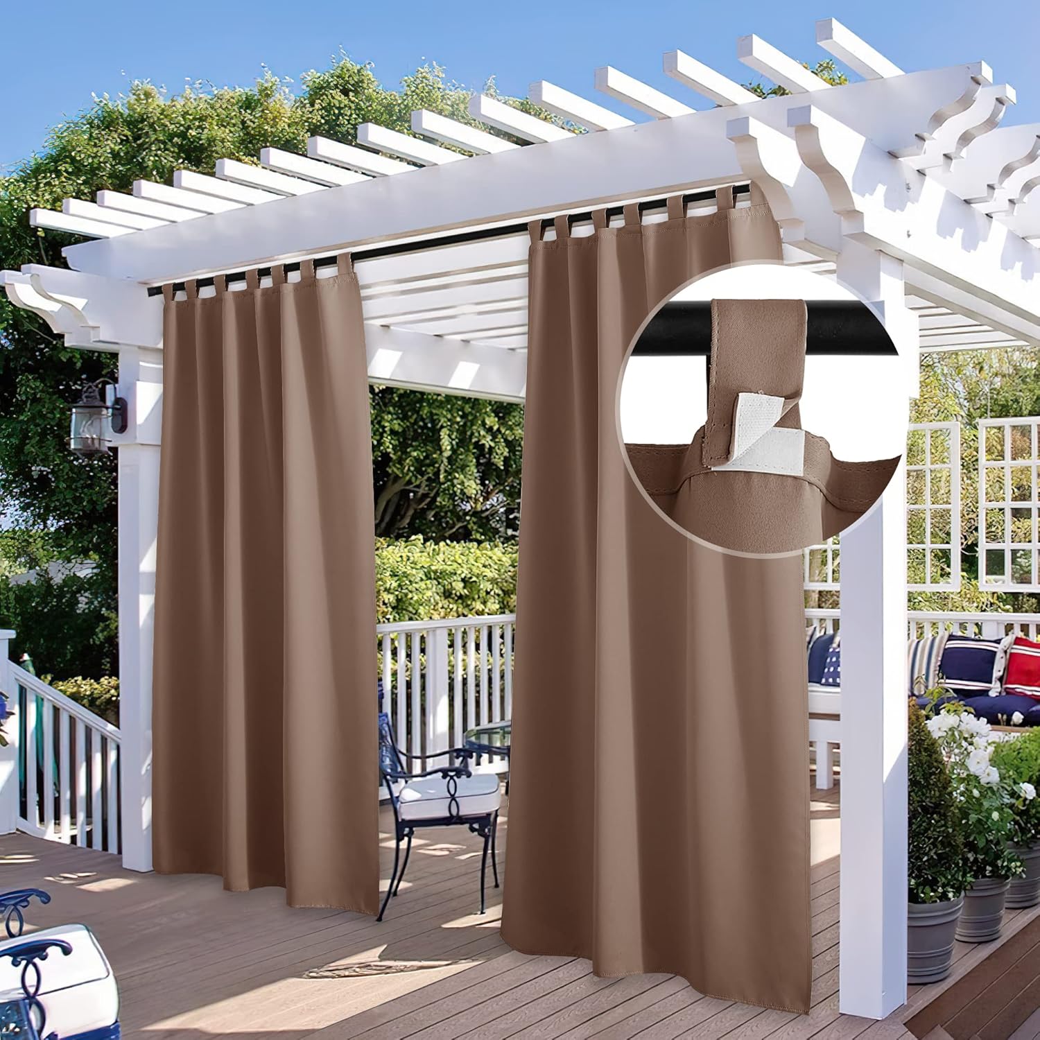 StangH 2 Panels Detachable Top Outdoor Curtains for Privacy