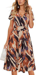 Women's Summer V-Neck Floral Wrap Dress with Pockets - Flowy Fit