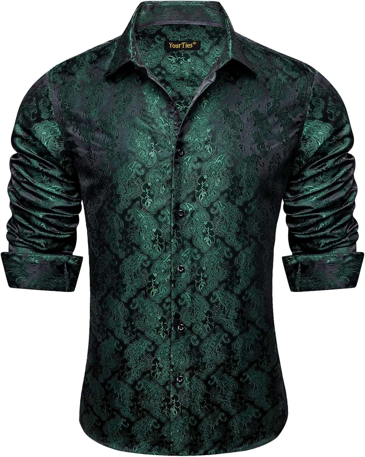 Mens Silk Paisley Dress Shirt for Casual and Formal Events