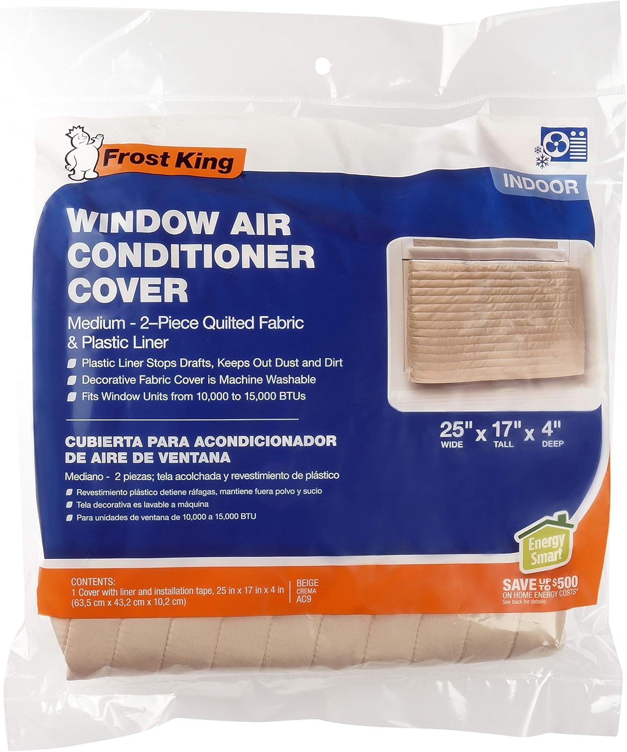 Frost King Quilted AC Cover - Protects Indoor Unit - Beige