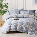 100% Natural Cotton King Duvet Cover Set - Reversible Damask Design