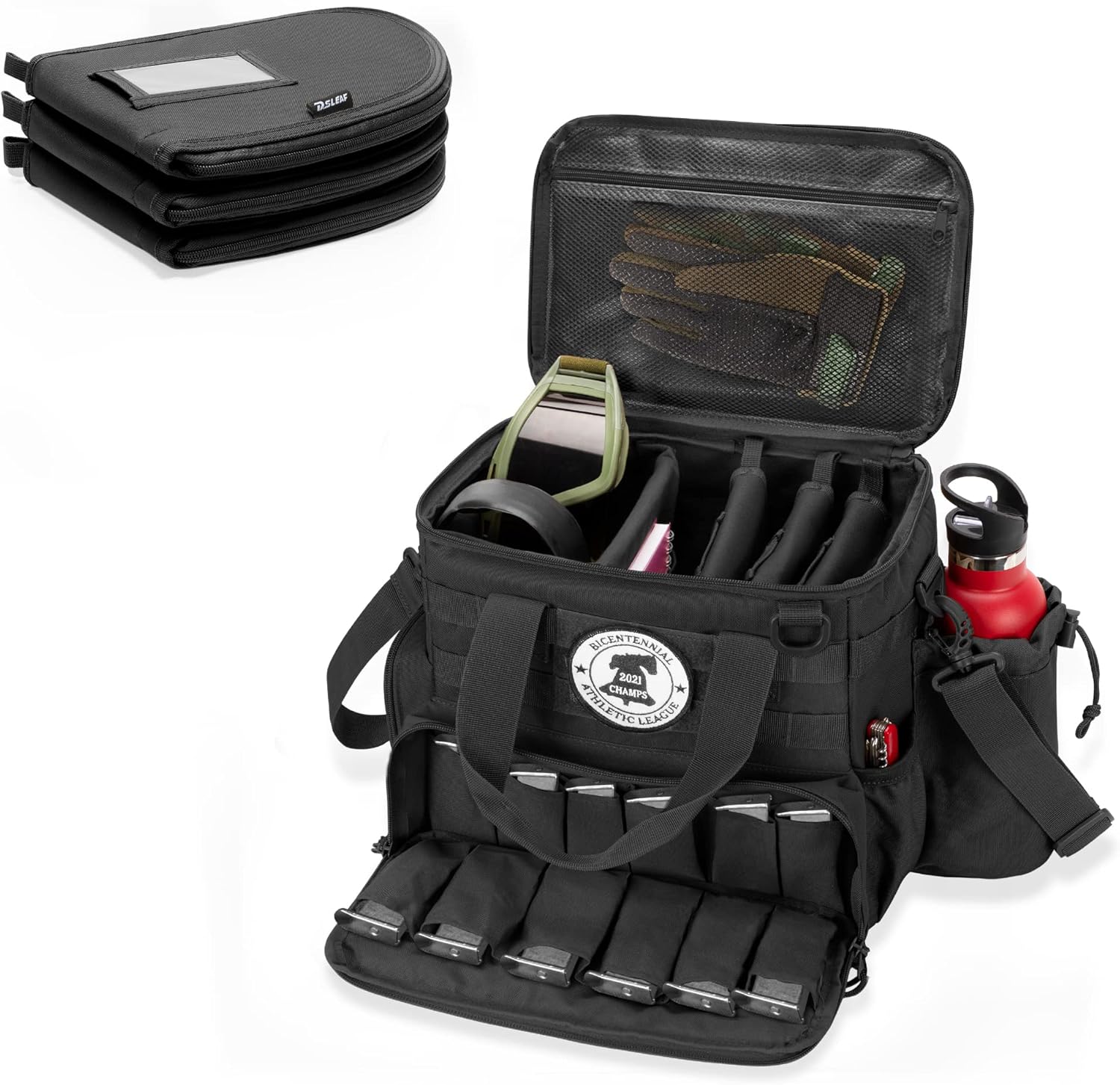 DSLEAF Tactical Gun Range Bag with Pistol Cases and Slots