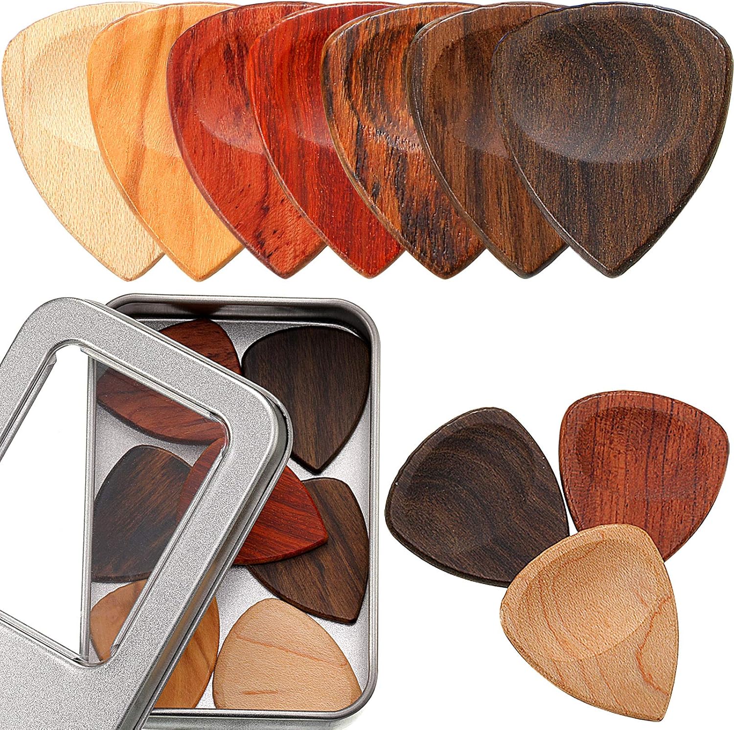Yeshone Exotic Wood Guitar Picks Set - Premium Variety
