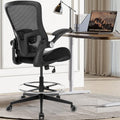 Drafting Chair Black Tall Office Chair with Footrest - Ergonomic