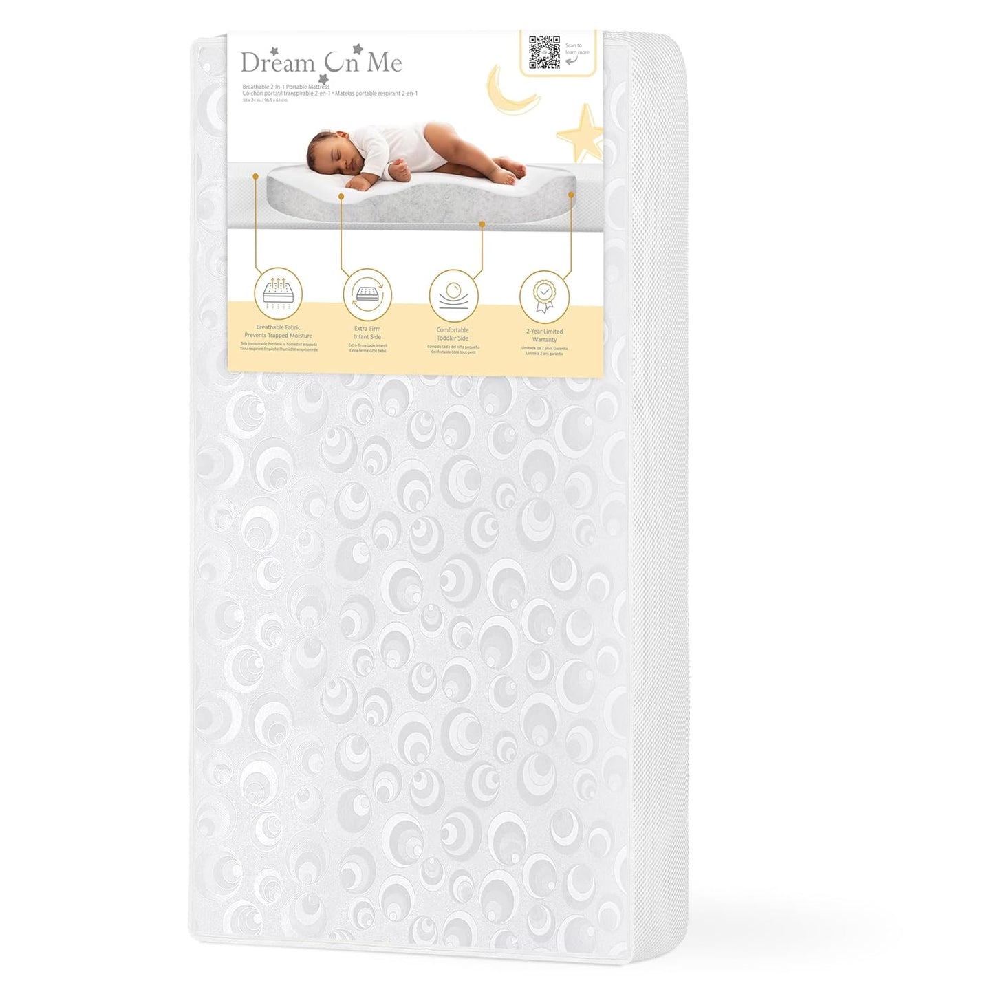 Dream On Me 2-in-1 Breathable Mini Crib Mattress for Comfort