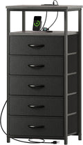 Huuger 5 Drawers Tall Dresser with Charging Station - Vertical Storage