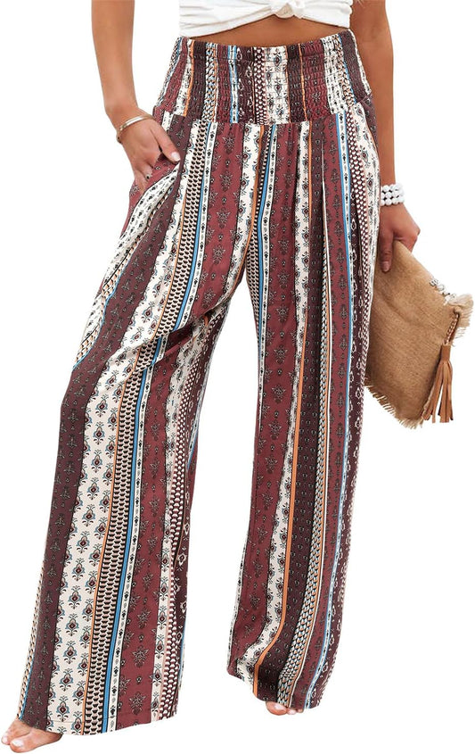 Angerella Womens Elastic High Waisted Palazzo Pants for Comfort