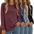 Women Long Sleeve Basic Tee 4 Pack - Comfortable Layering Tops
