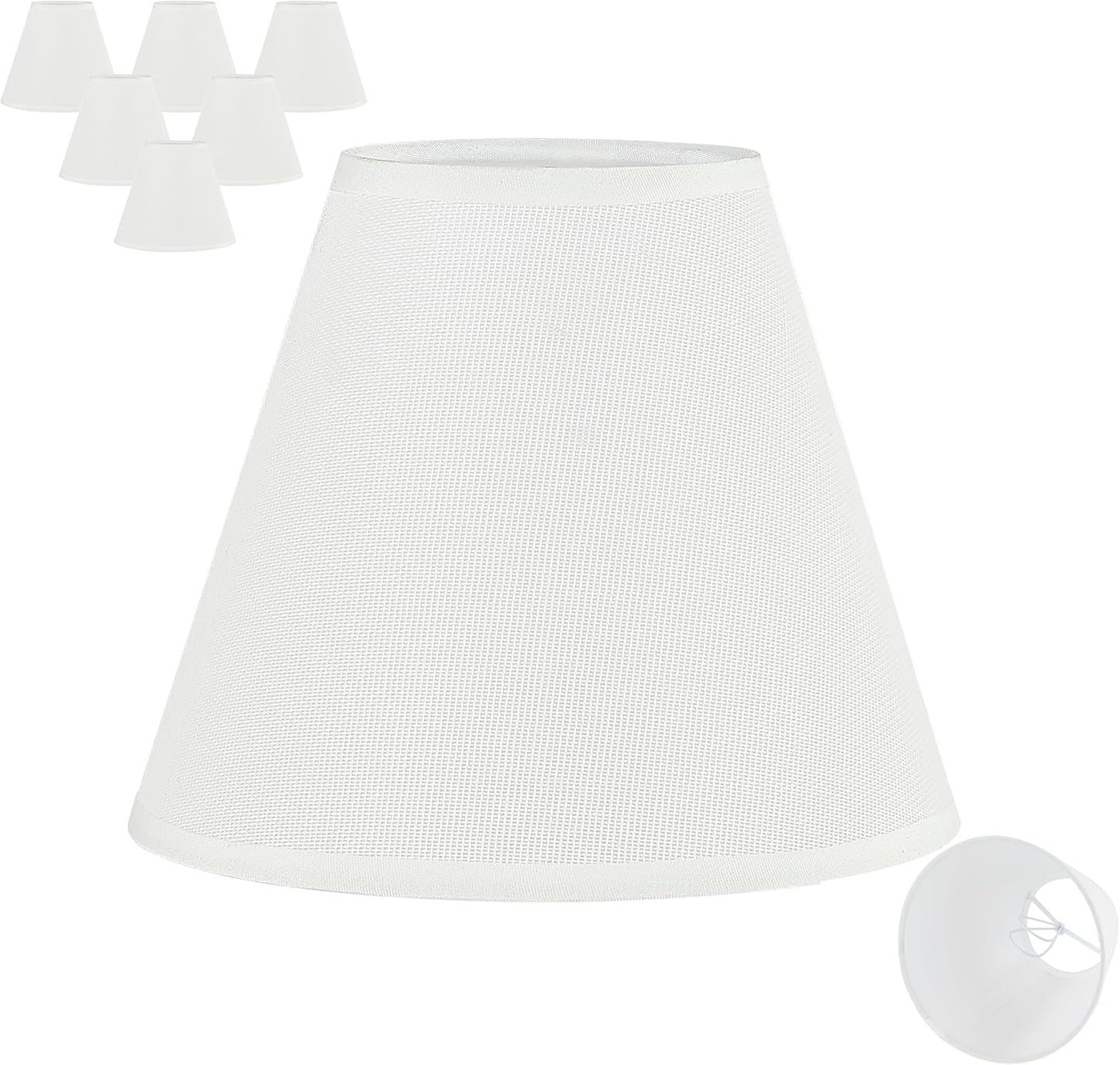 Elegant 3x6x5 Inch White Linen Chandelier Shades for E12 Bulbs