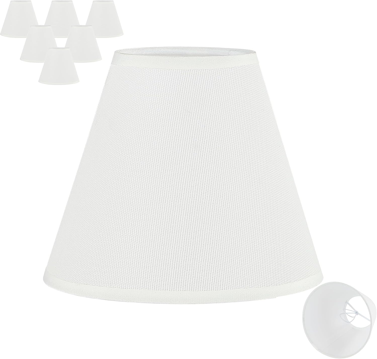 Elegant 3x6x5 Inch White Linen Chandelier Shades for E12 Bulbs