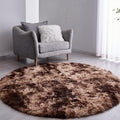 Ultra-Soft Plush Tie-Dyed Coffee Round Rug for Kids Room