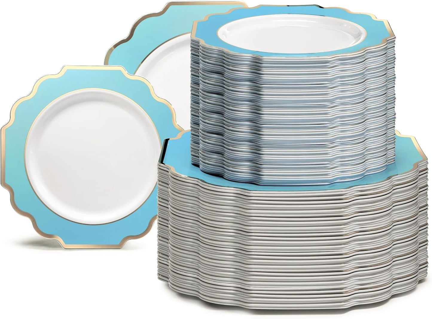 Elegant Heavyweight Disposable Plastic Plates for Weddings & Parties