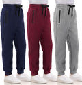 3 Pack Boys Joggers with Zipper Pocket and Drawstring - Fleece Cotton