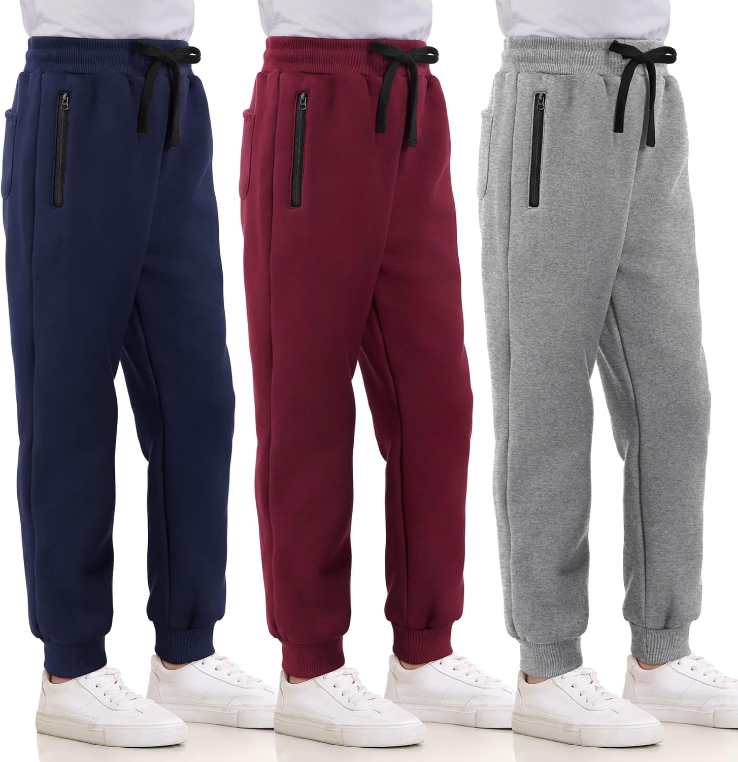 Boys Sweatpants Fleece Cotton Athletic Pants with Zipper Pocket