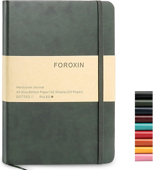A5 Lined Journal Notebook, 192pgs, Thick Paper, Dark Green, foroxin