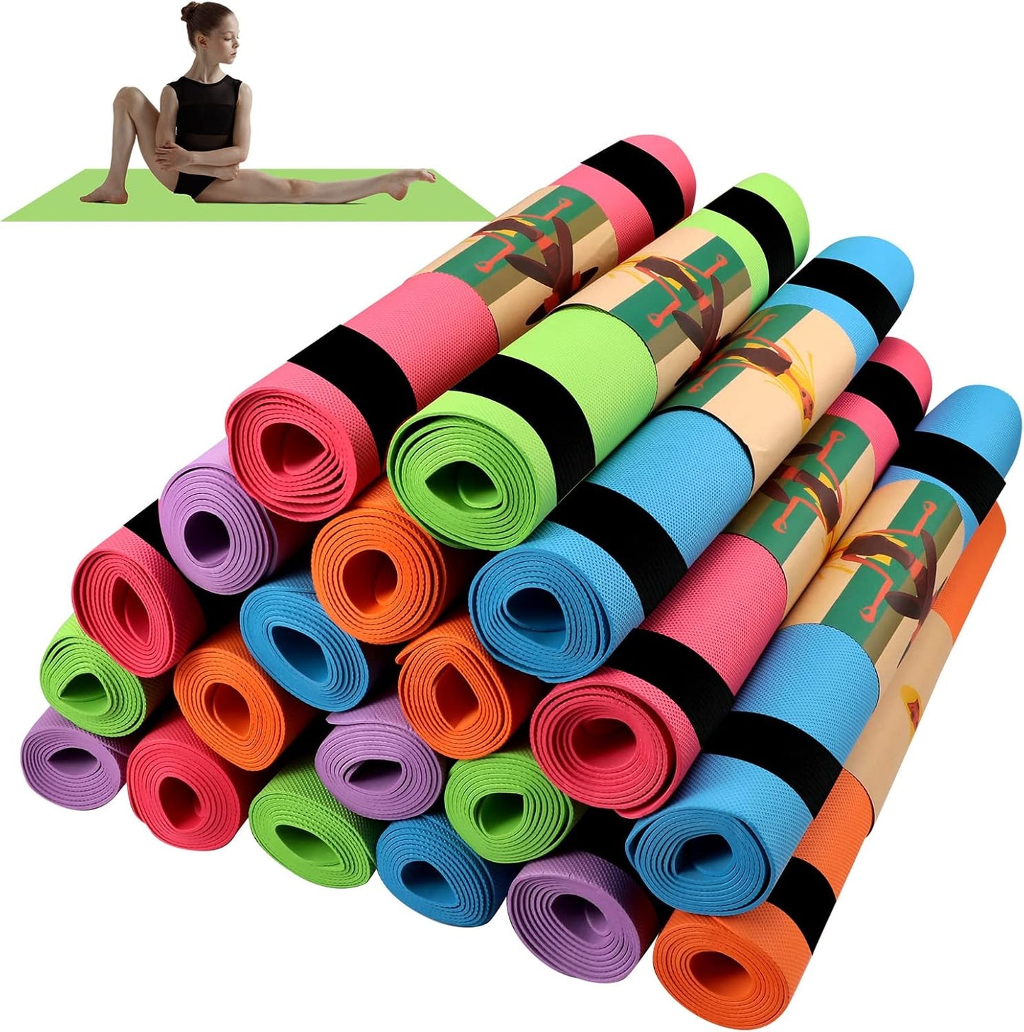 20-Pcs Kids Yoga Mats Set with Carrying Straps