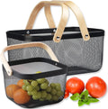 Cheardia 2 Pack Picnic Baskets - Metal Mesh Harvest Baskets for Garden