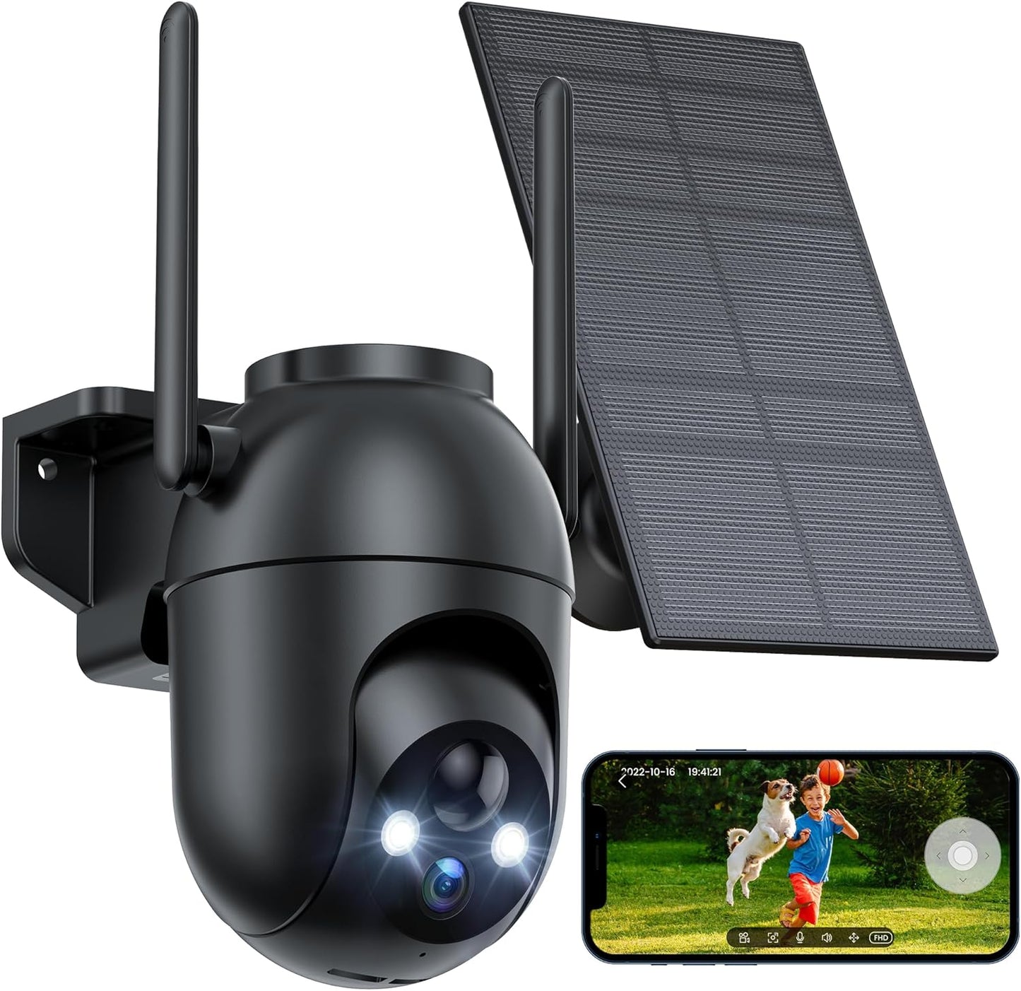 VIMKIM Solar Wireless Security Camera: Color Night Vision