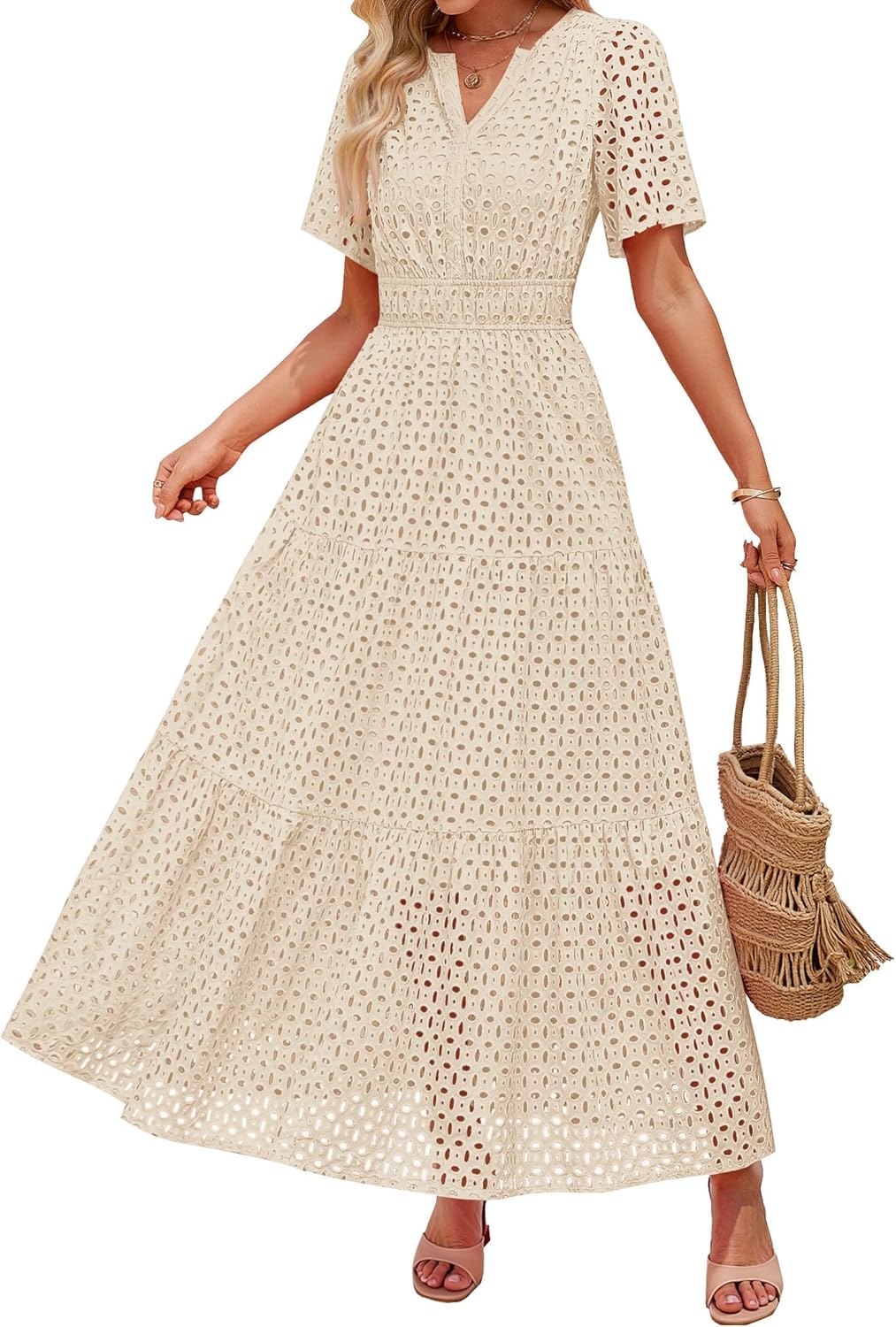 ZESICA Women's Summer Short Sleeve Maxi Dress for Any Occasion