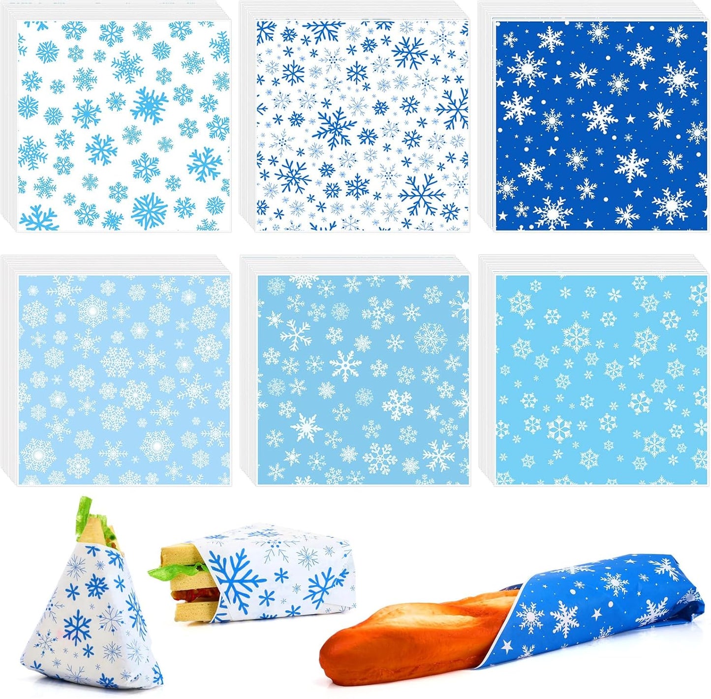 600 Pcs Christmas Wax Paper Sheets for Winter Food Wrapping