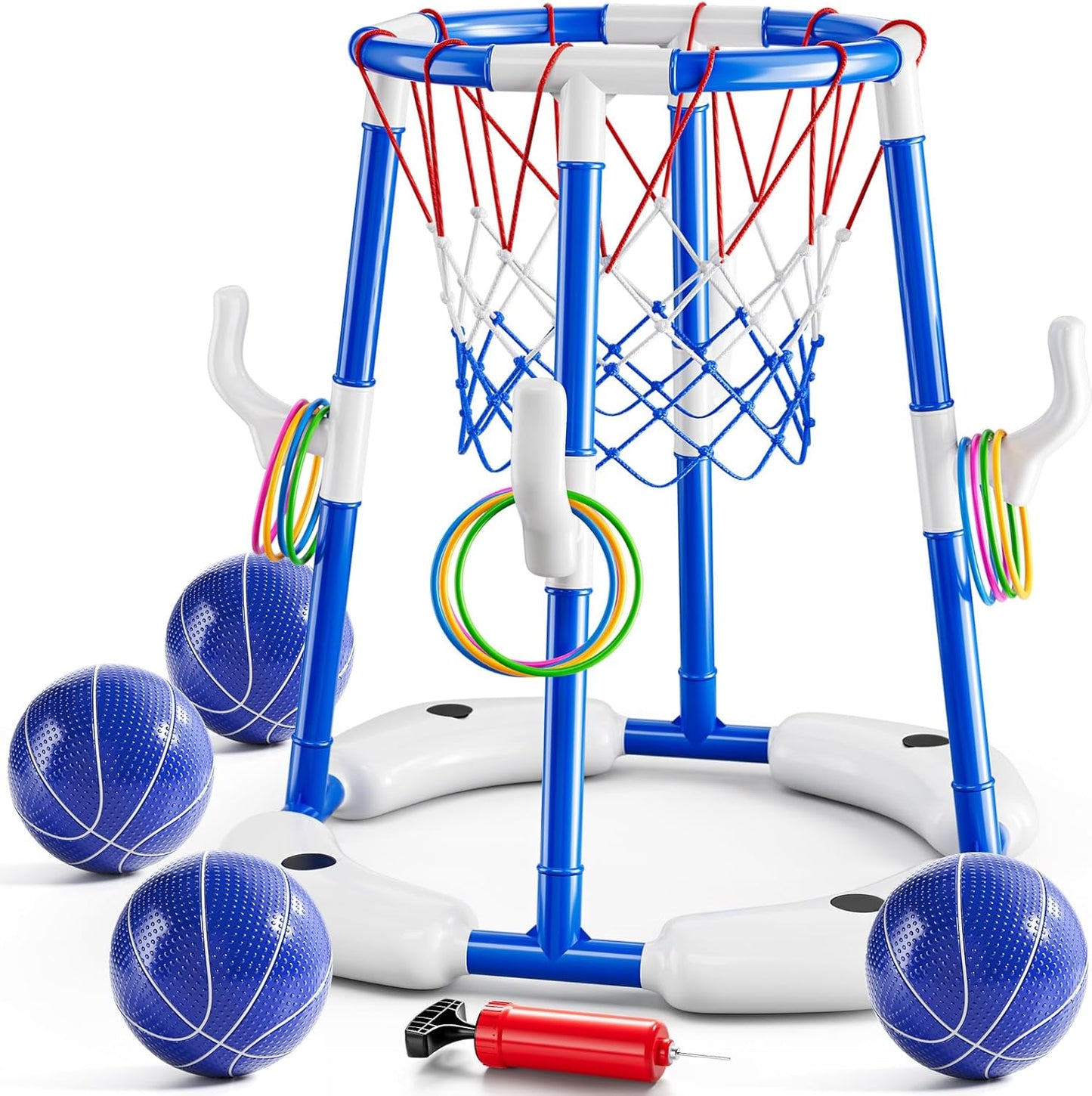 2 in 1 Floating Pool Basketball Hoop Game for Kids Ages 3-12
