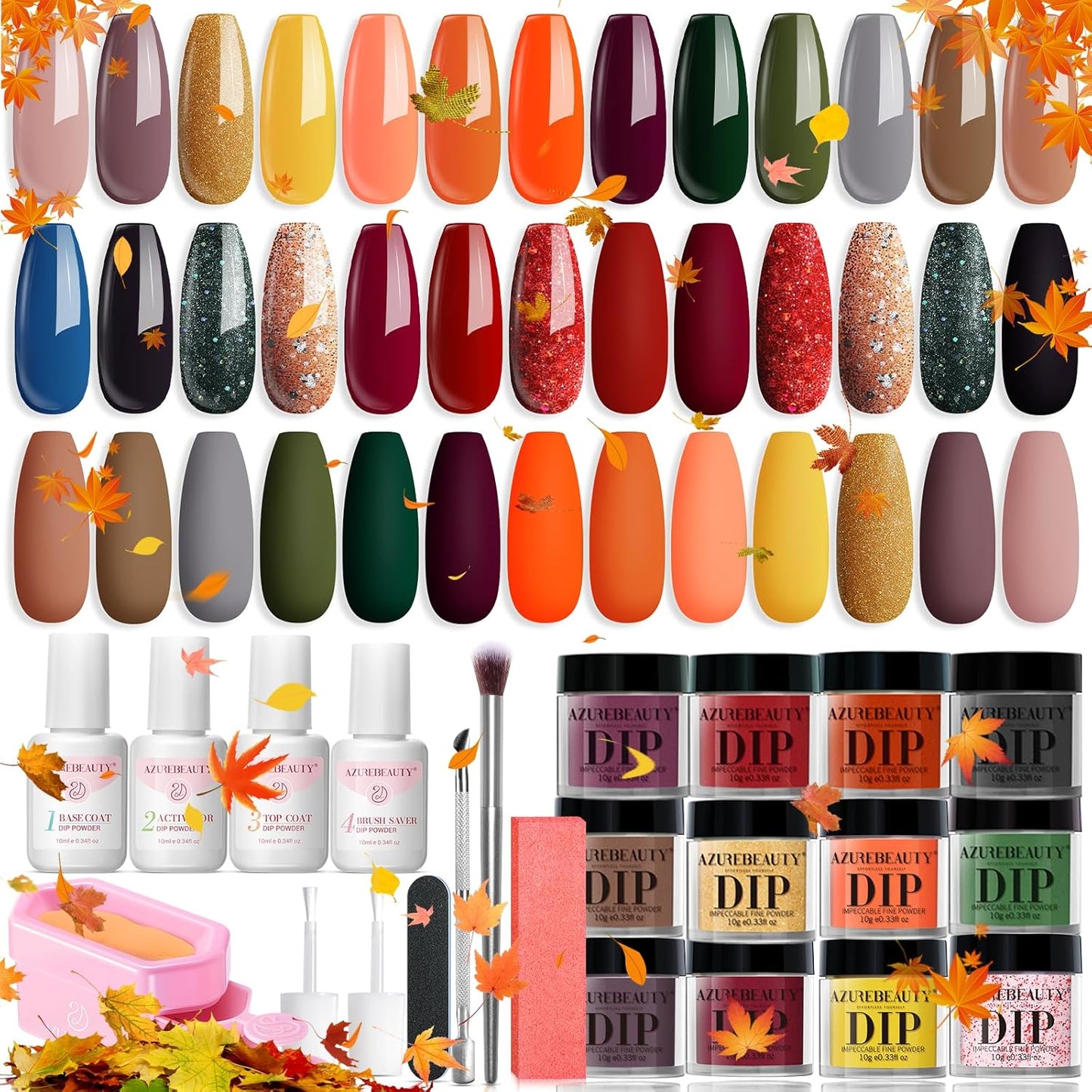 Dip Powder Nail Kit Starter with 20 Colors for DIY Manicure