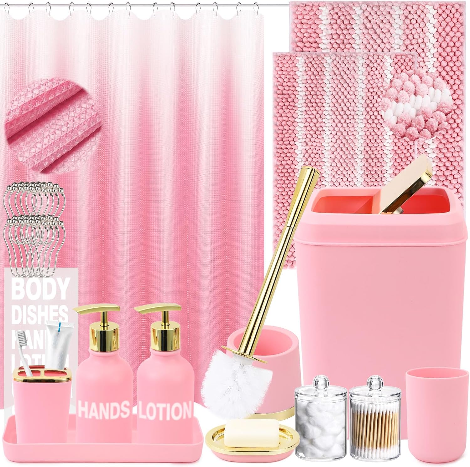 25PCS Pink Bathroom Accessories Set for Modern Home Decor