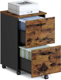 2-Drawer Rolling File Cabinet Rustic Brown and Ink Black - Compact
