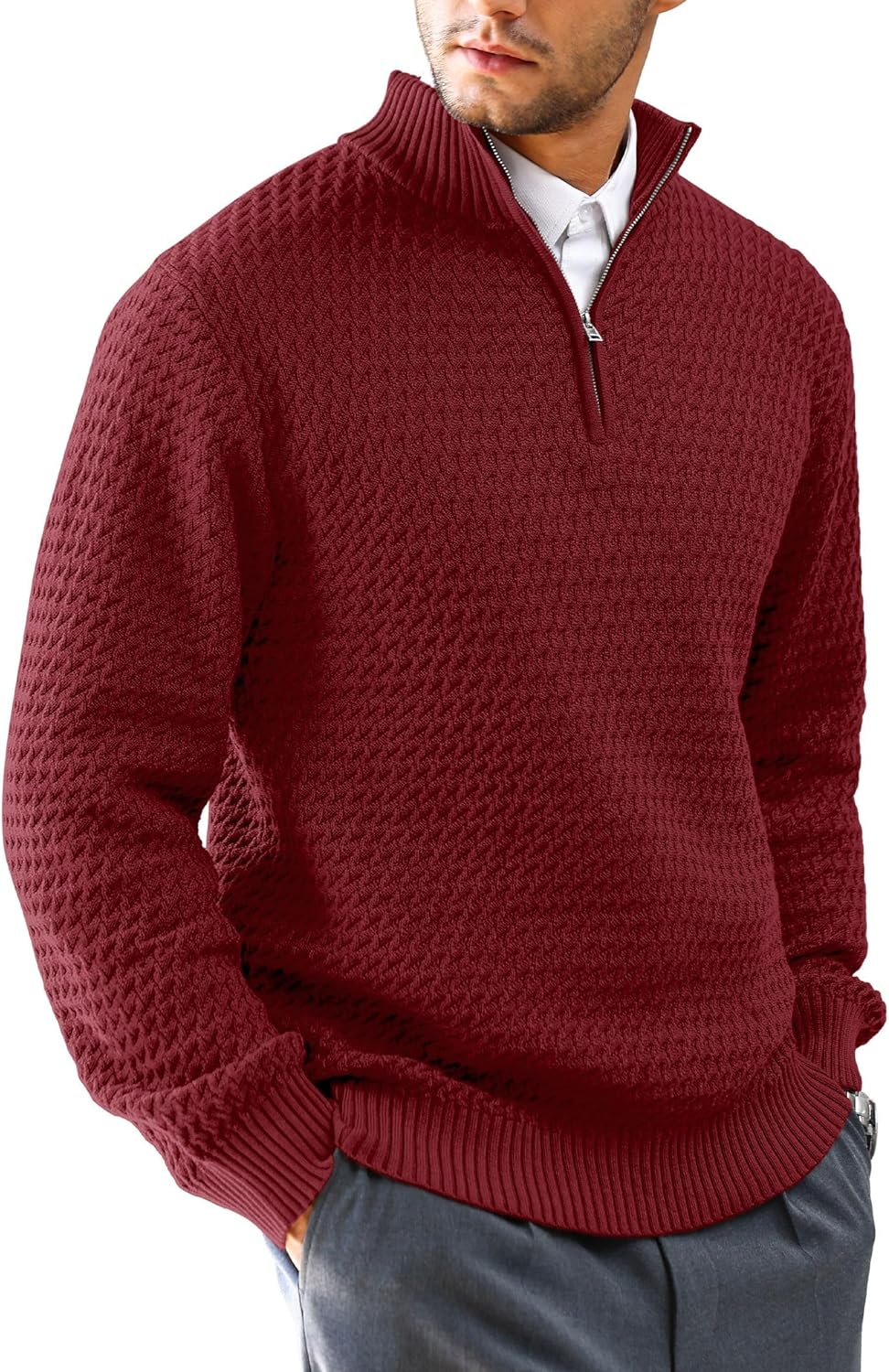Men's Quarter-Zip Sweater for Business Casual Style and Comfort
