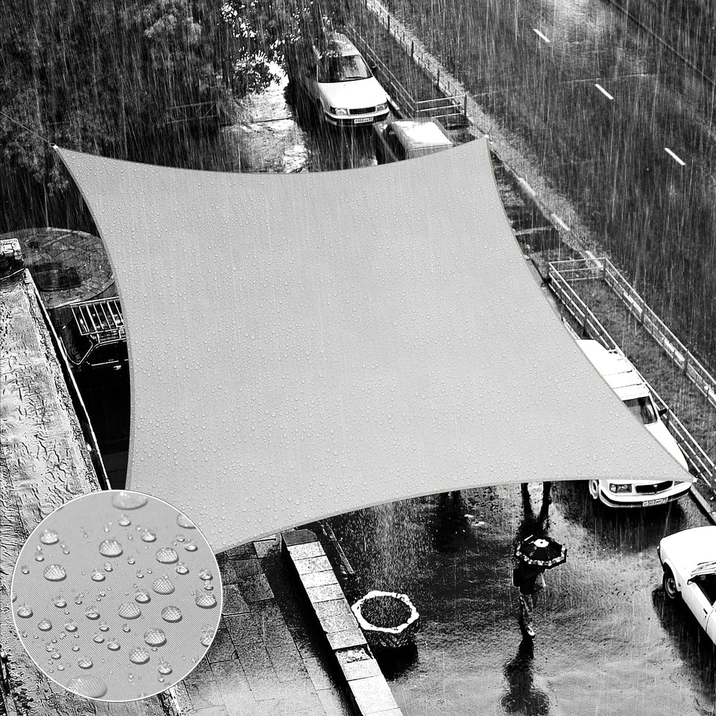 ShadeMart 11ft x 14ft Grey Rectangle Waterproof Sun Shade Sail Canopy