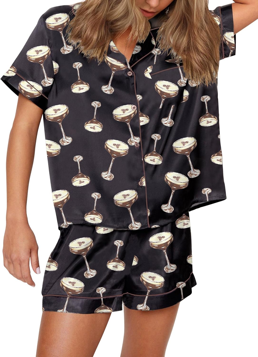 Funny Graphic Pajamas for Women Set - Button Down Pjs