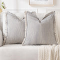 MIULEE Navy Blue 26x26 in Striped Pillow Covers Pack of 2 - Farmhouse
