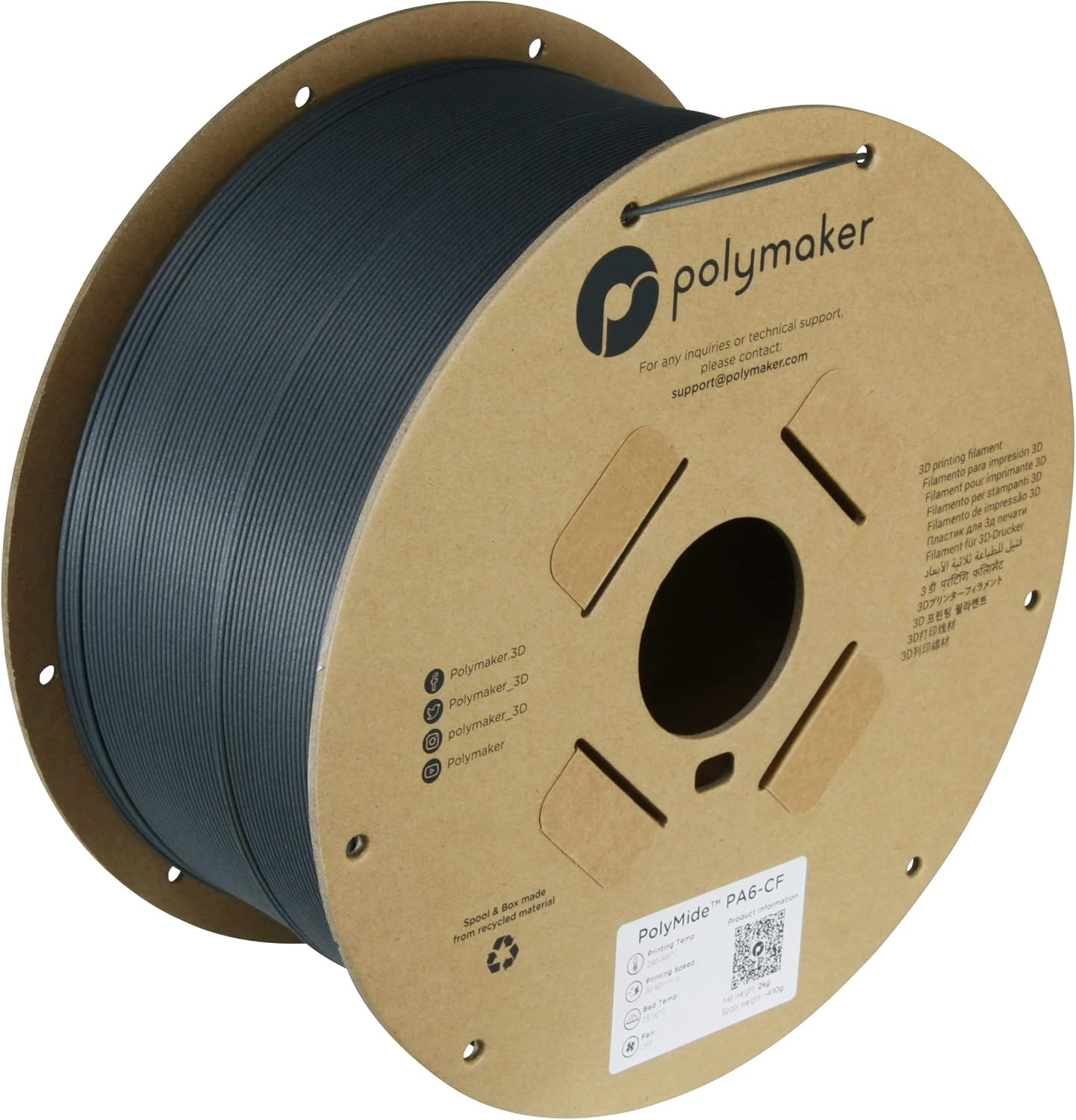 Polymaker PA6-CF Nylon Filament 1.75mm for Strong 3D Printing
