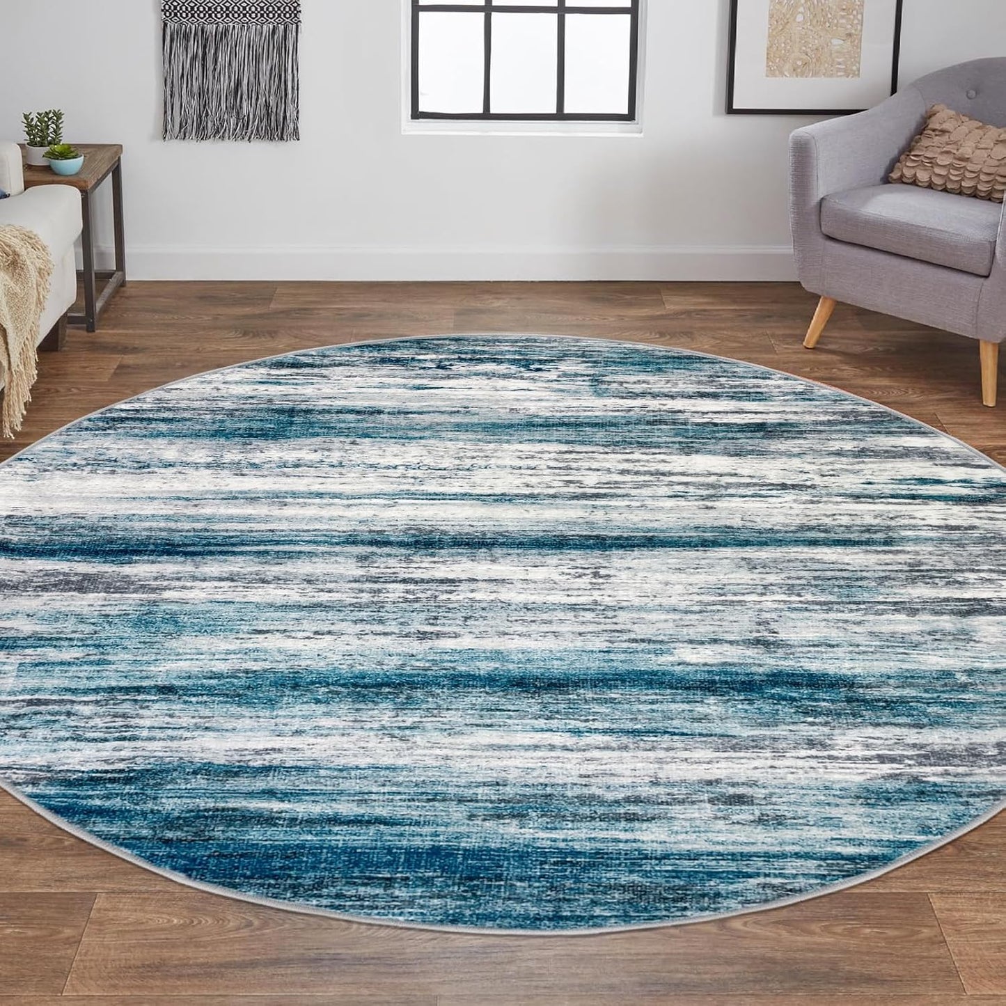 KOZYFLY Modern Abstract Round Area Rug 5Ft for Any Space